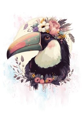 Floral Toucan Painting