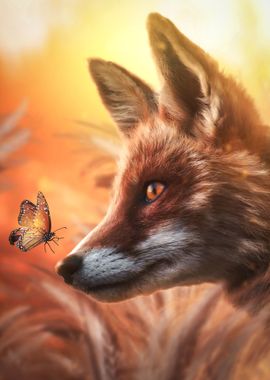 Fox and butterfly