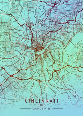 Cincinnati USA City Map