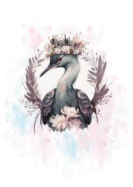 Watercolor Crane Bird Art