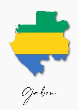 Gabon Country Map Flag