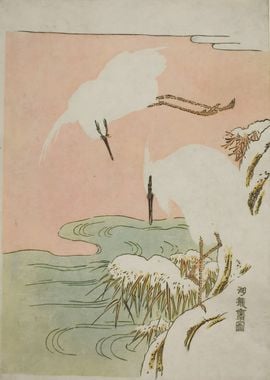 Ukiyo e Cranes