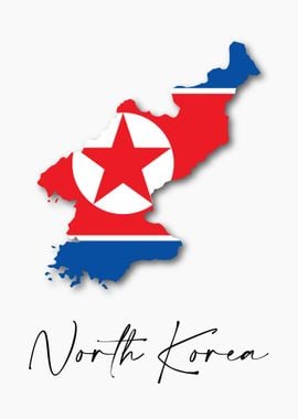 North Korea Map Flag