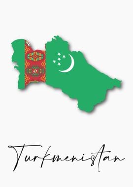 Turkmenistan Map Flag