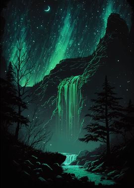 Auroras Glowing Cascade