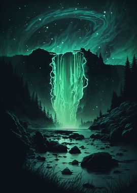 Auroras Glowing Cascade