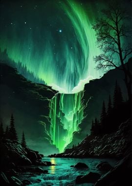 Auroras Glowing Cascade