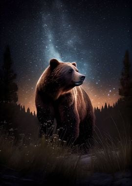 Brown Bear under the Stars