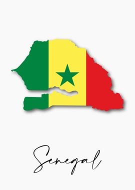 Senegal Country Map Flag