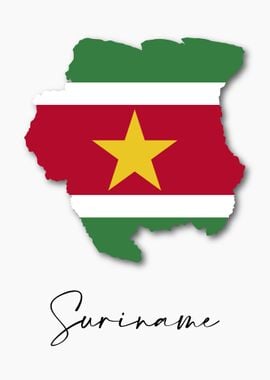 Suriname Country Map Flag