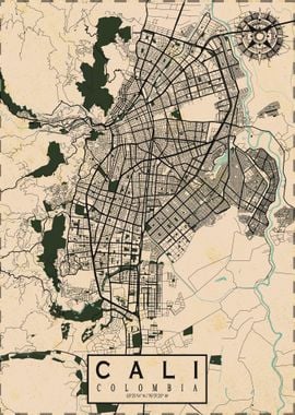 Cali City Map Vintage