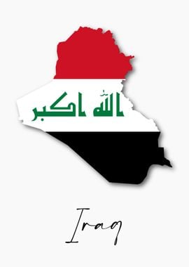 Iraq Country Map Flag