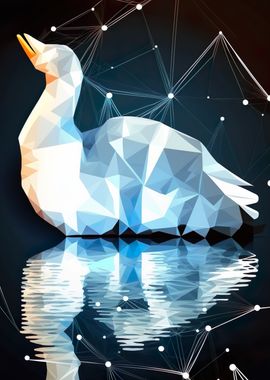 Low Poly Swan Poster