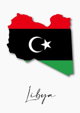 Libya Country Map Flag