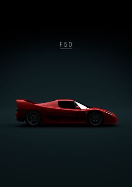 Ferrari F50 Red Car Poster, Car Posters