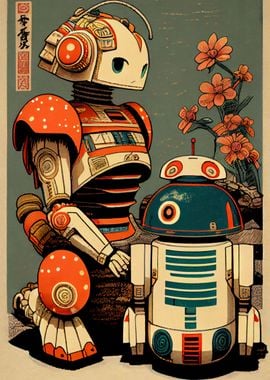 Ukiyoe style robots