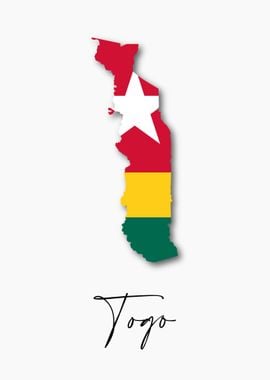 Togo Country Map Flag