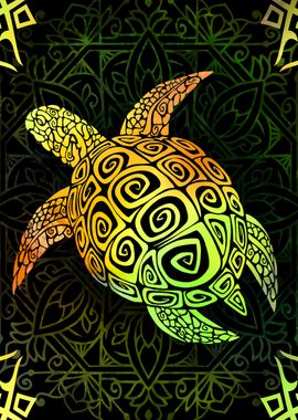 Green mandala Turtle