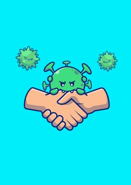 Hand Shake With Cute Virus