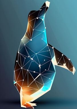 Low Poly Penguin Poster