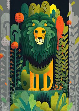 The abstract Colorful Lion