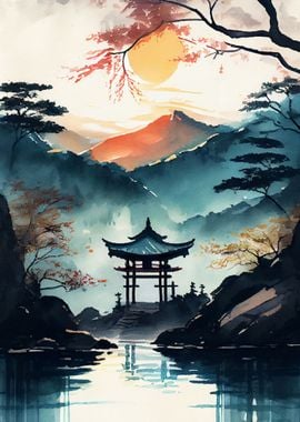 'Japanese lanscape' Poster, picture, metal print, paint by Bofferding ...