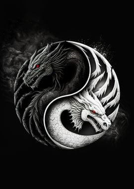 'Dragon Yin Yang' Poster, picture, metal print, paint by mark viraj ...