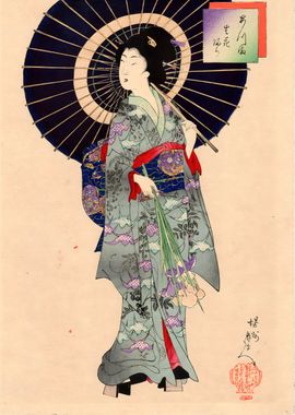 Ukiyo e Beauty and Iris