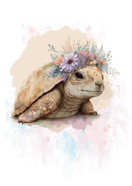 Floral Tortoise Painting