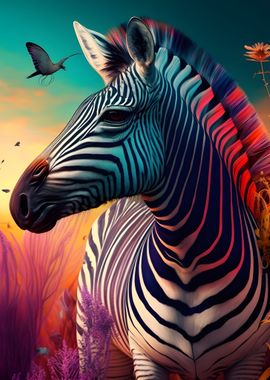 Fantasy Rainbow Zebra' Poster, picture, metal print, paint by Chris  Trafford