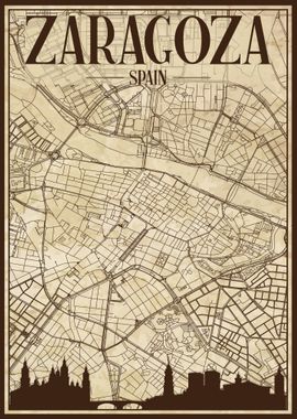 Zaragoza Map Skyline