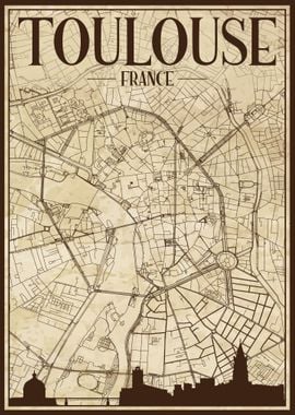 Toulouse Map Skyline