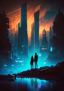 Cyber Love Cityscape