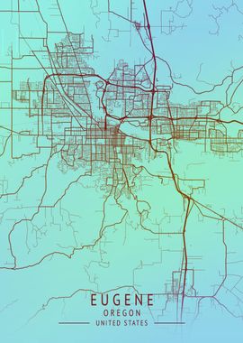 Eugene Oregon USA City Map