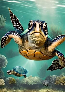 The Sea Turtle underwater 