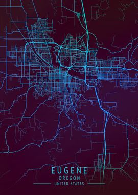 Eugene Oregon USA City Map