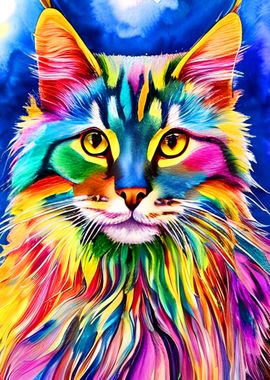 Colorful Cat Animal