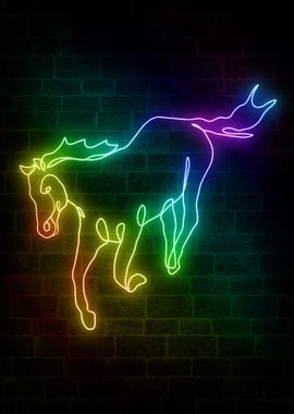 Horse Running Neon Animals