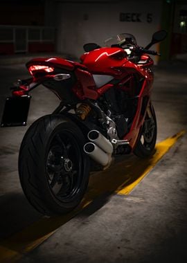 Red Twin Exhaust Motorbike