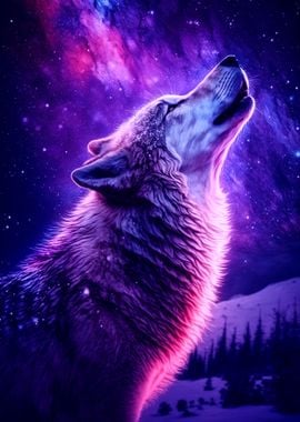 'Howling wolf Galaxy' Poster, picture, metal print, paint by nogar007 ...