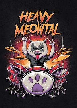 Heavy Meowtal Cat Drummer