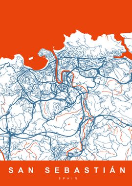 Map SAN SEBASTIAN SPAIN 