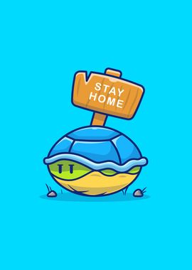 Cute Turtle Stay At Home 