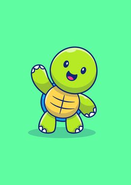 Cute Turtle Waving Hand