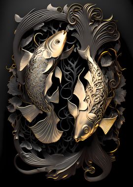 King Fish Golden Art Deco