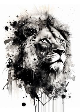 'Black Lion Watercolor' Poster, picture, metal print, paint by Usama ...