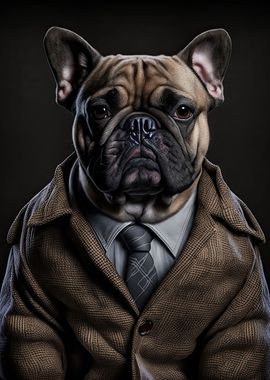 French Bulldog in Men Suit