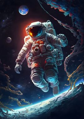 Astronaut In space\' by | GoodLifeImages picture, metal Poster, Displate paint print