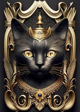 Queen Cat Golden Art Deco