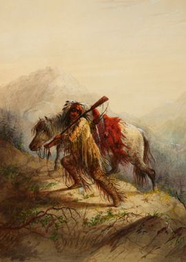 Indian Warrior With Horse